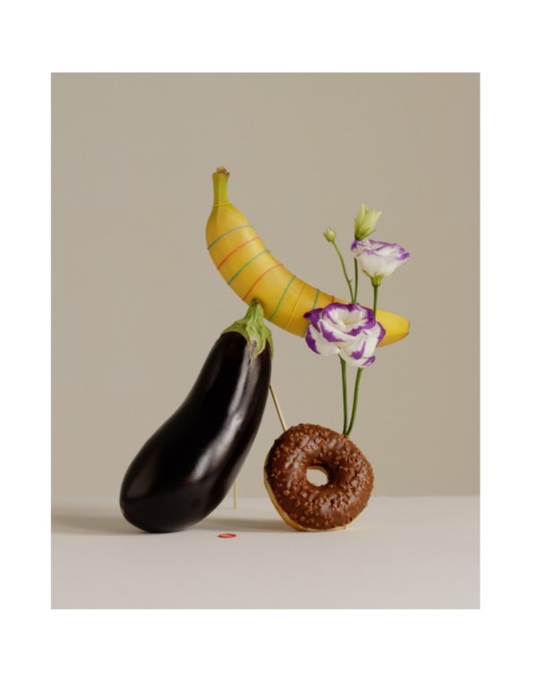 The aubergine, banana, flower and donut emoji by Allyssa Heuze
