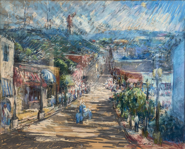 "View of Homewood with Vulcan" or "Three Lights and Birthday Cake" by Miriam McClung