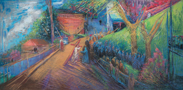 4 - Stations of the Cross Series - Jesus Meets Mary His Mother by Miriam McClung