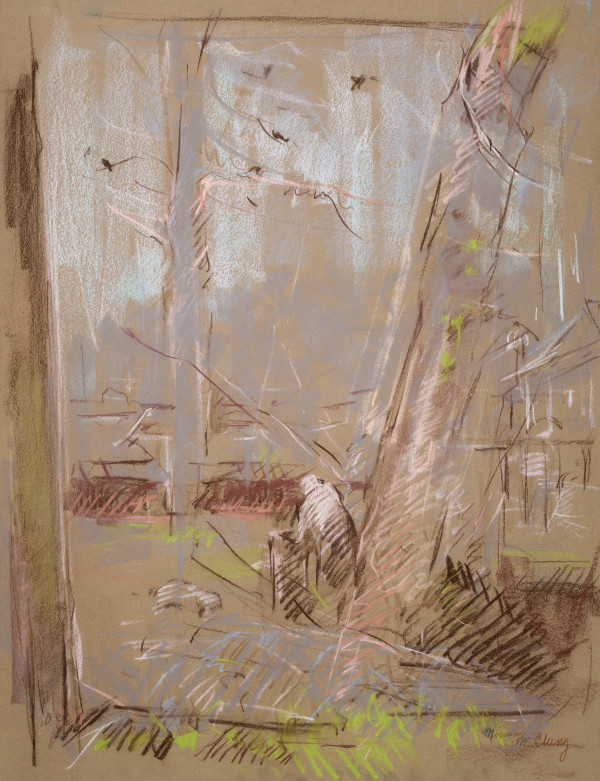 Backyard Study with Figure by Miriam McClung