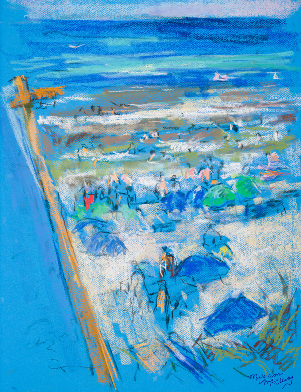 Figures on Inlet Beach and Easel by Miriam McClung