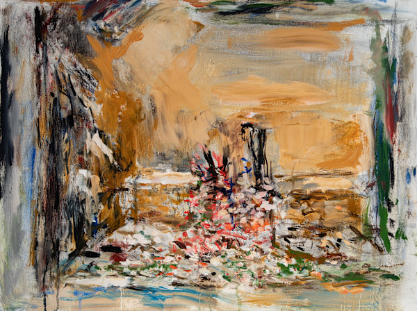 Red Flowers in the Window by Miriam McClung