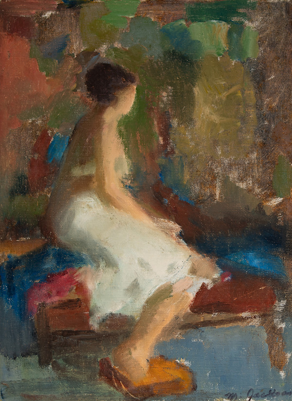 Figure Study of a Woman in a White Dress by Miriam McClung, Image 1.