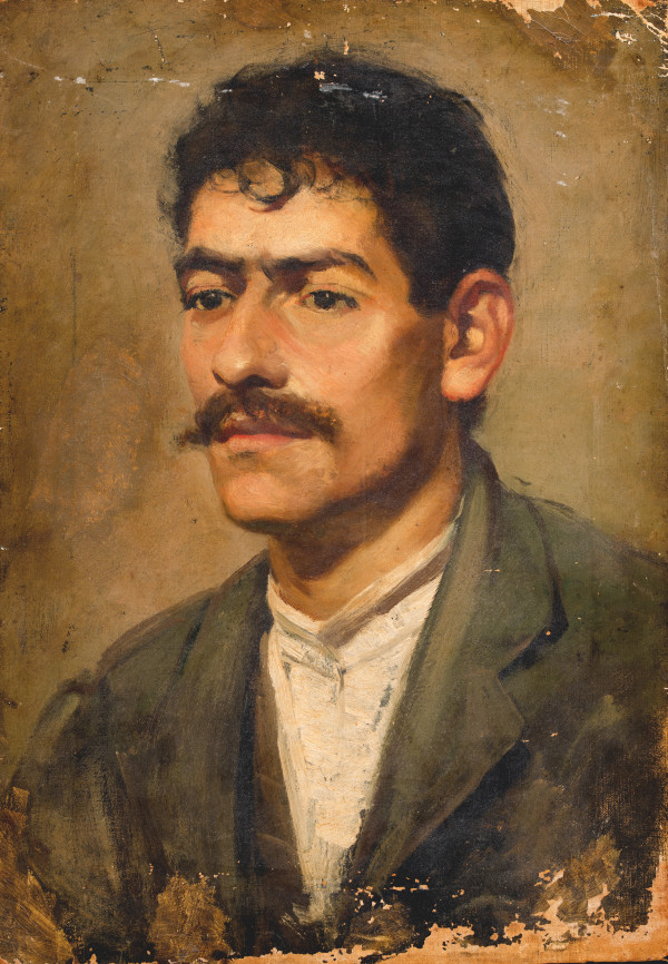 Man with a Mustache and White Shirt by Miriam McClung