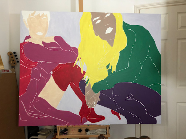 Studio Images- figures on canvas by Emma Coyle, Image 1.