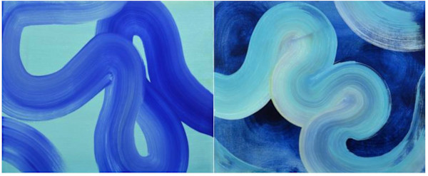 Blue Time River (Diptych) by Yeachin Tsai
