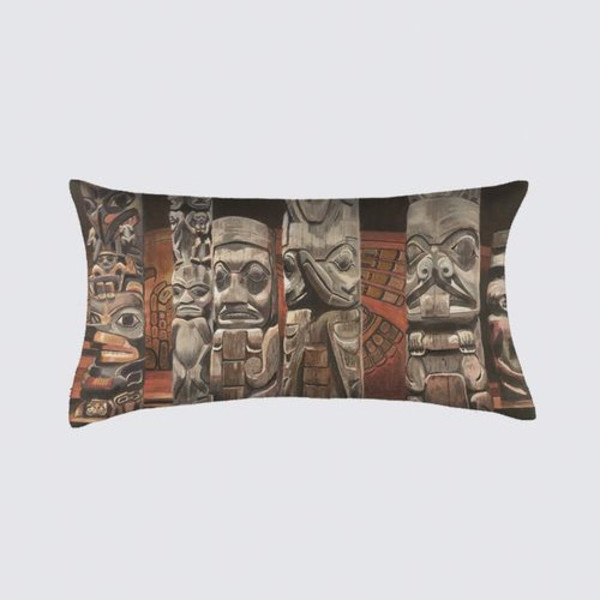 Totem Hall~ Bolster Pillow 19x10" by Lori Strom