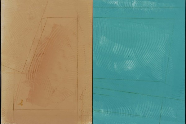 Two notes from a quarry: pink/turquoise 2000 by Vincent Castagnacci