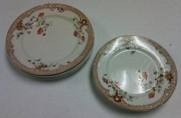 8 Pink and Brown Plates by Alexandria