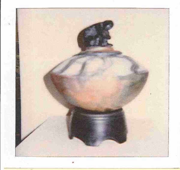 Raku Vessel (with human figure on lid) by A. Wallin