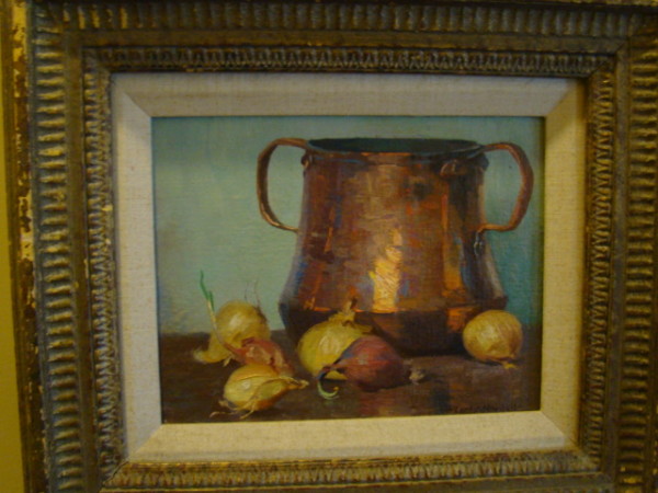 Copper pot with onions by Carl Nordell