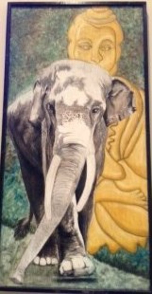 Elephant and Buddha by Deangela Chastain