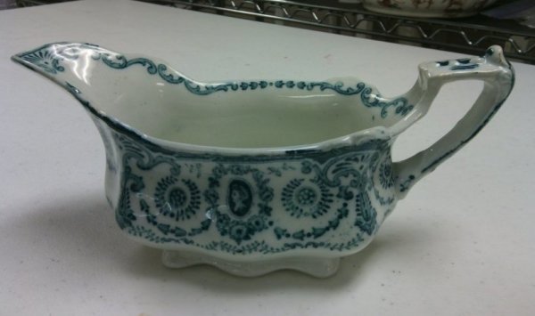 Teal and White Gravy Boat by Staffordshire