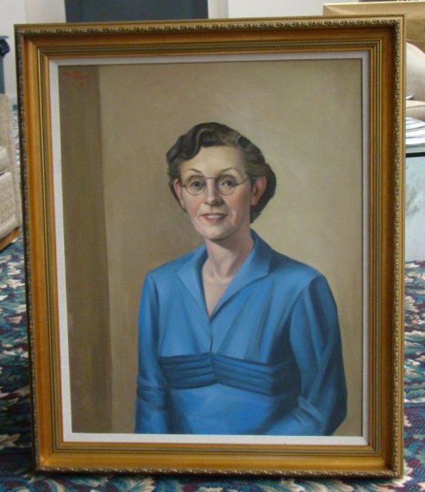Unknown title (Portrait of woman in blue) by Walter Frobos