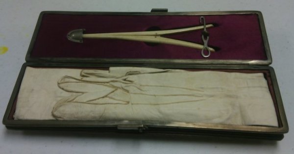Pair of Gloves in Leather Case with Glove Stretcher