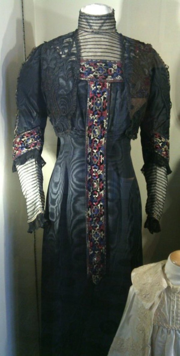 Black Moire Silk Edwardian Evening Dress