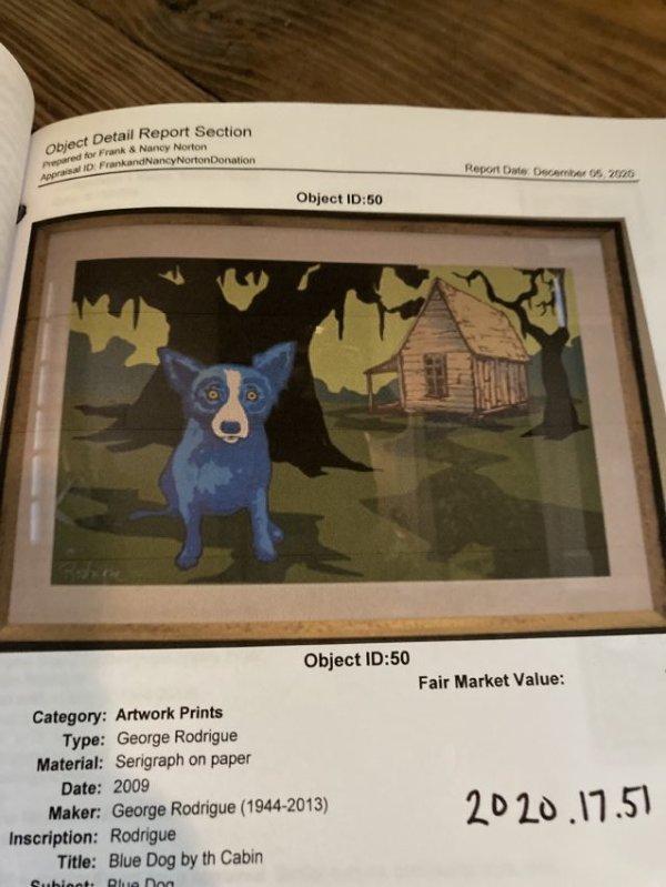 Untitled (Blue dog by the cabin) by George Rodrigue