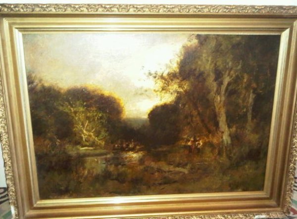 Figures Along a Wooded Stream by William Keith