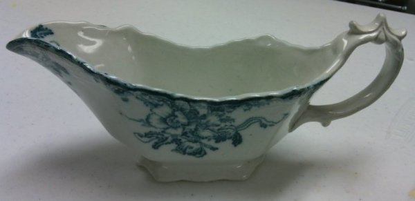 Teal and White Gravy Boat by Maker Unknown