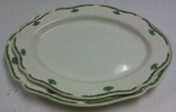 2 Platters with Green Pattern by Wedgewood