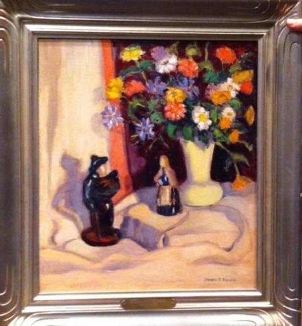 Flowers and Figurine by Francis Focer Brown