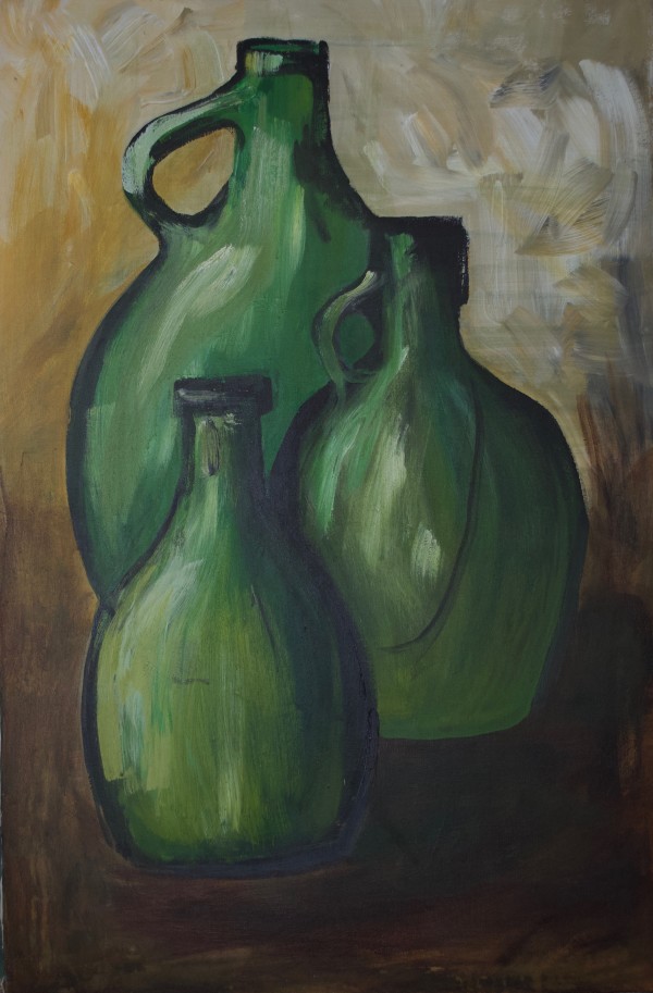 Green Glass Jugs by Margaret Park