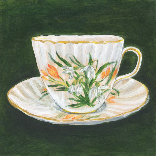 TEACUP WITH SNOWDROPS by Sarah Jaynes