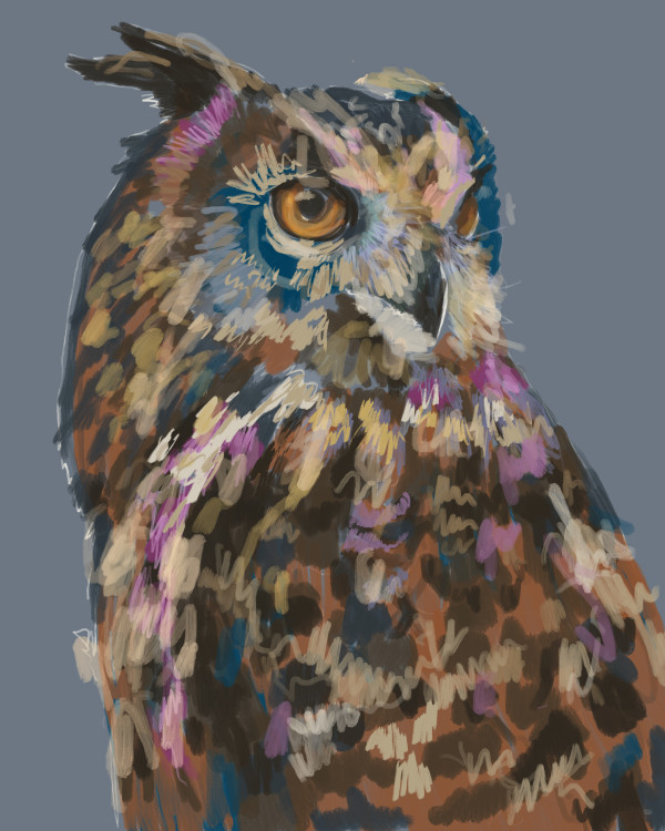 GREAT HORNED OWL DIGITAL by Sarah Jaynes