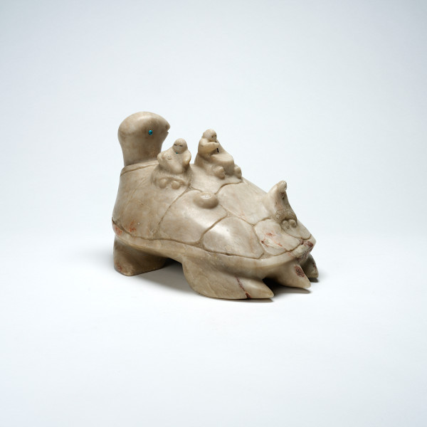Faye Quandelacy 1958 - 2022    Turtle Island, 1986 Marble with inlays by Faye Quandelacy