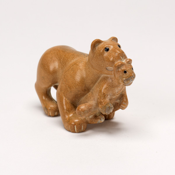 Orin Eriacho, Lioness and Cub, Travertine by Orin Eriacho