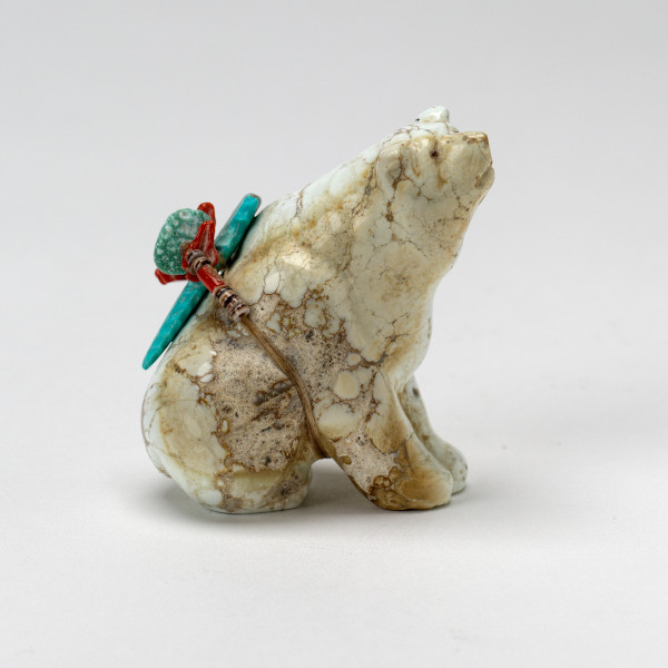 Fred Bowannie: Seated Bear with Bundle, Magnesite by Fred Bowannie (1950-)