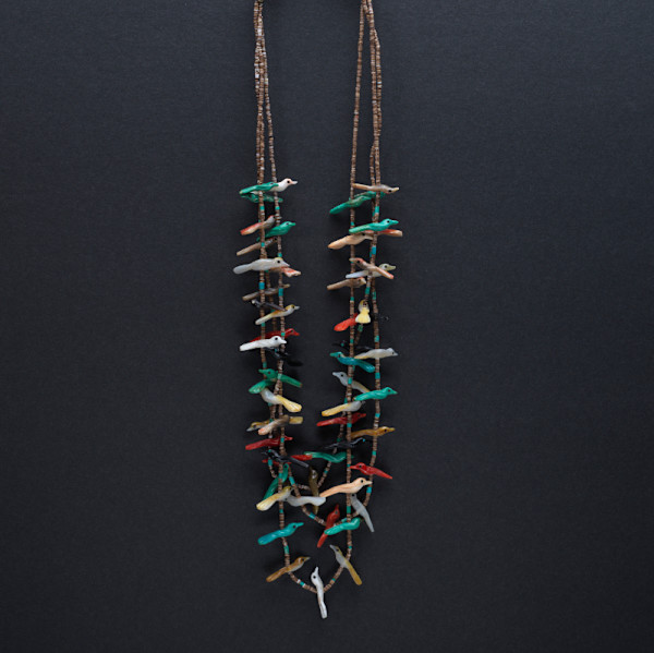 1970s Multi Stone Bird Fetish Necklace by George Haloo Chee Chee