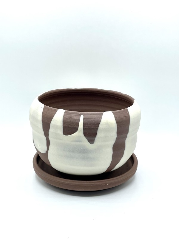 Red and white planter by Jenn Cooper