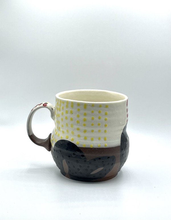 Black flower and Colorful Dot Mug by Jenn Cooper
