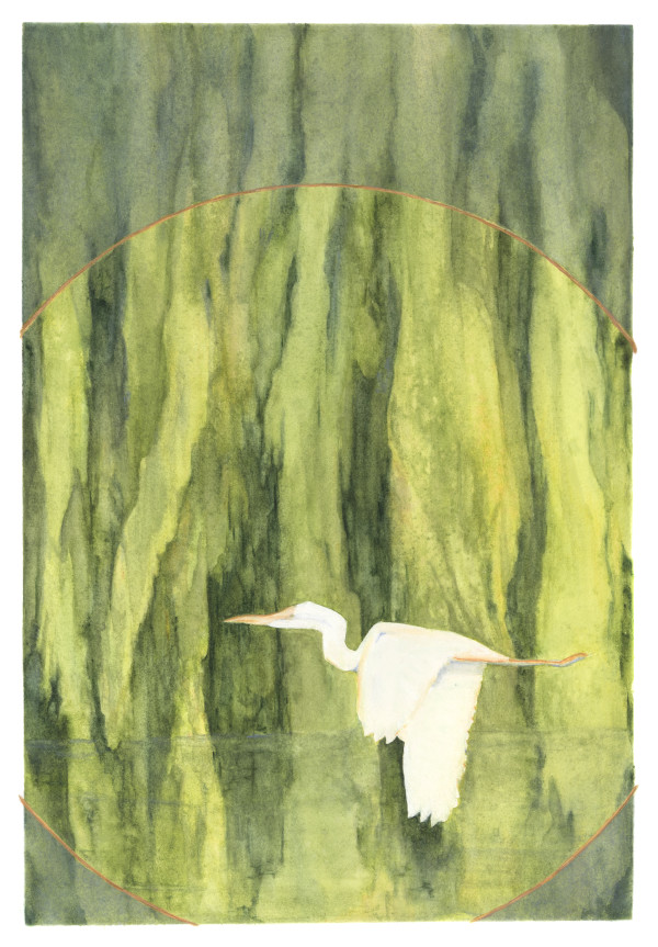 White Heron & Willows by Tia Sunshine Dye