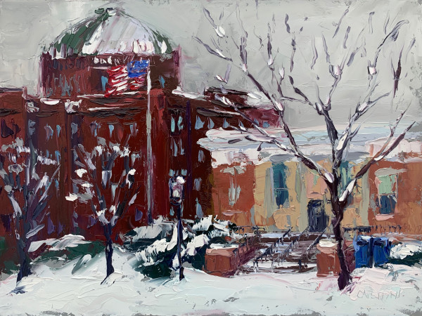 Snow at the Courthouse, 14 April 2019 by Maggie Capettini