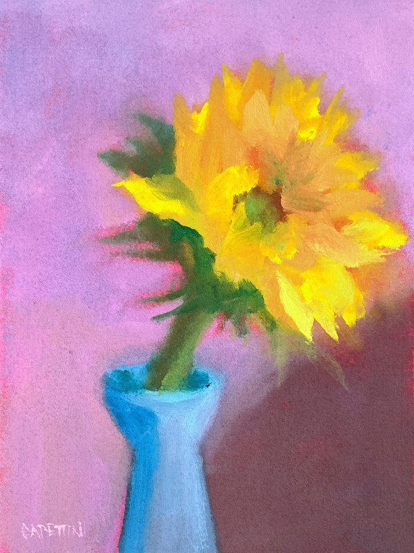 Sunflower in Blue Vase by Maggie Capettini