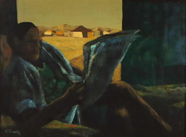 Man reading newspaper, North Queensland" by Ray Austin Crooke