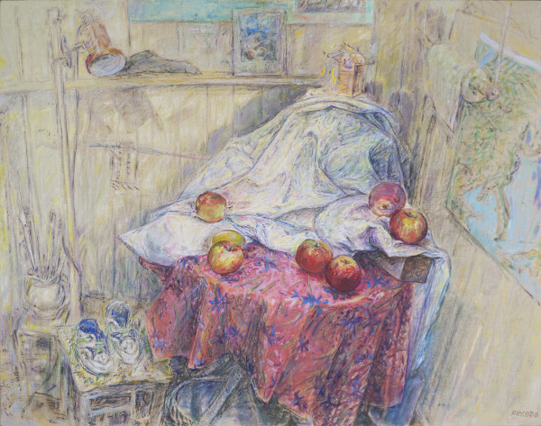 Still Life with Apples and Drape Mountain by Merrick Fry