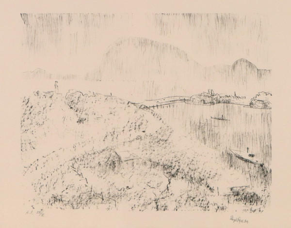 The Derwent, Towards Tasman Bridge, Hobart by Lloyd Rees