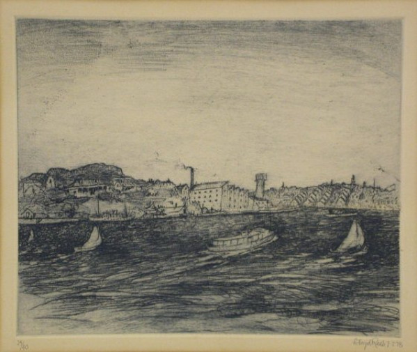Wind on the harbour by Lloyd Rees