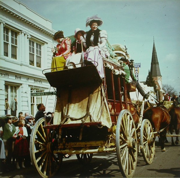 Cobb & Co coach, sesqui-centenary celebrations procession by Frederick Smith
