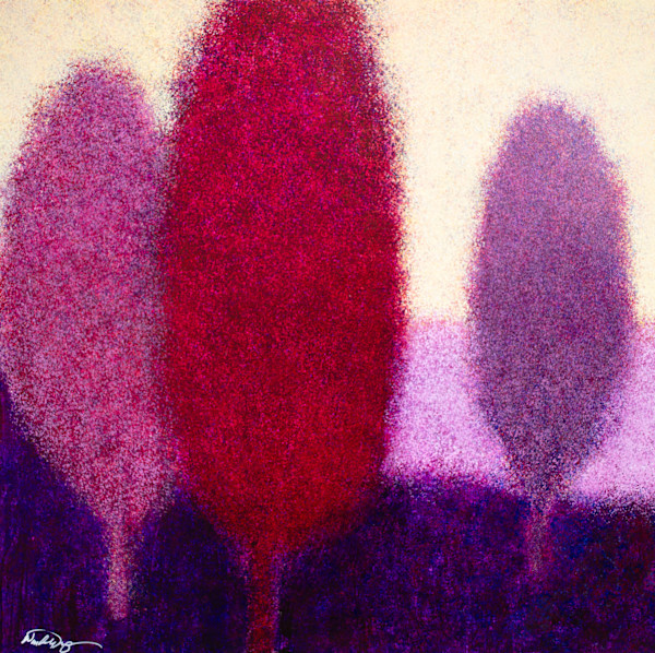 Three Red/Violet Trees by Wendell Myers