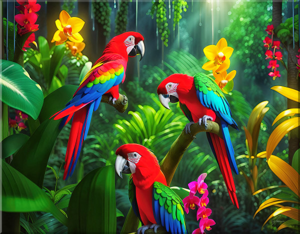Rainforrest Parrots by The Tasty Tile Company
