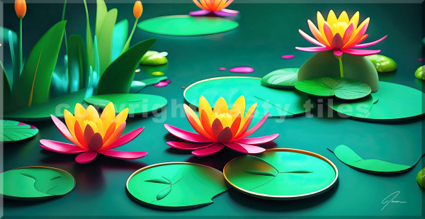 Lotus on  Lily Pads by The Tasty Tile Company