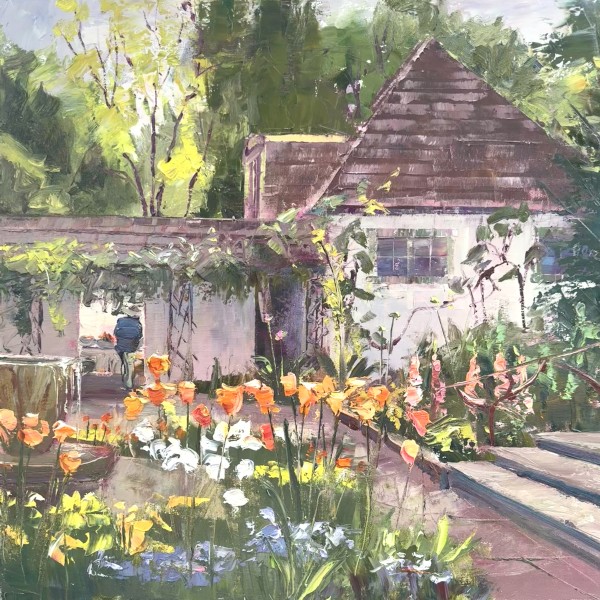 Tulips in Tea Cup Garden by MICHELE BYRNE