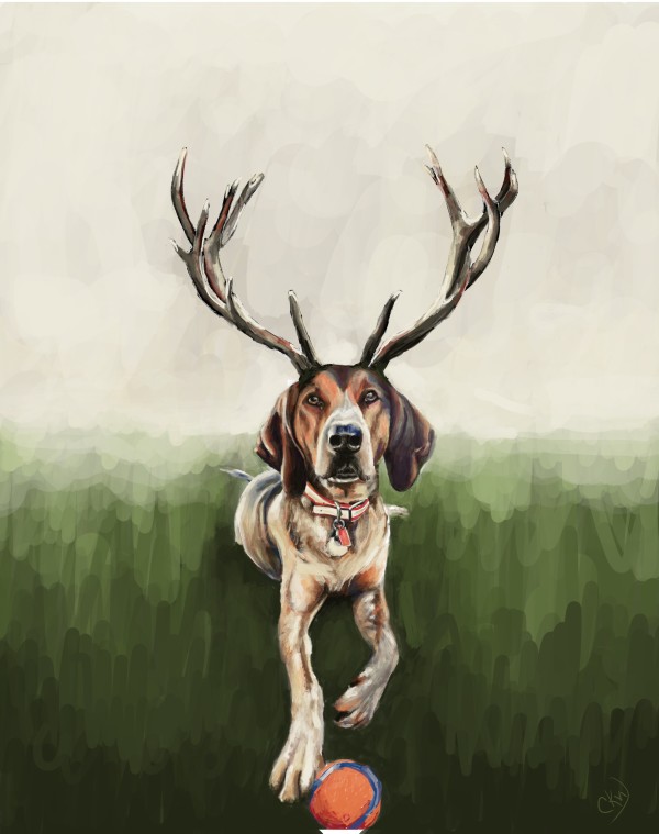 Dog with Antlers by Carolyn Wonders