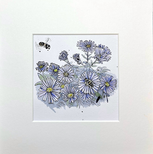 Bees and Michaelmas Daisies by Paula Jobson, Image 2.