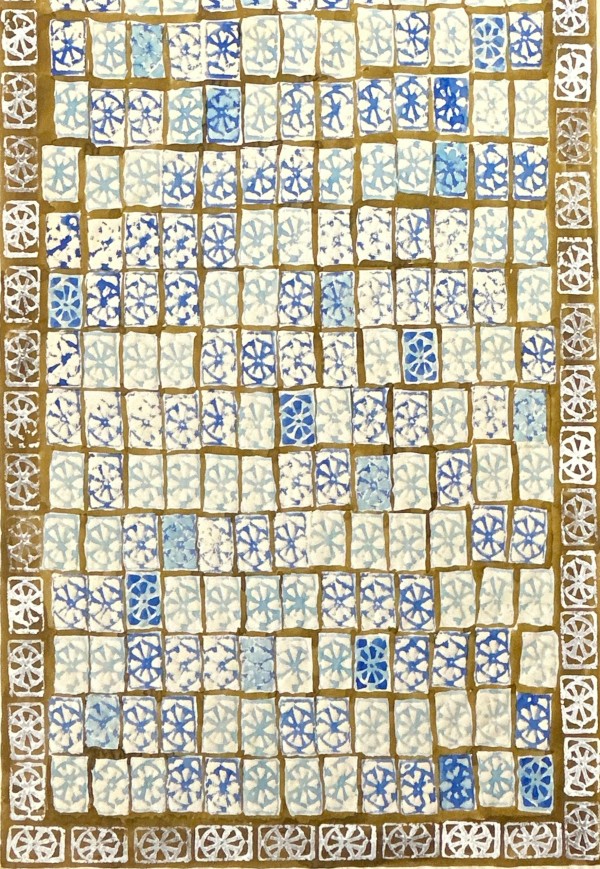 Sapphire Snowflakes Grid by Vera Neumann