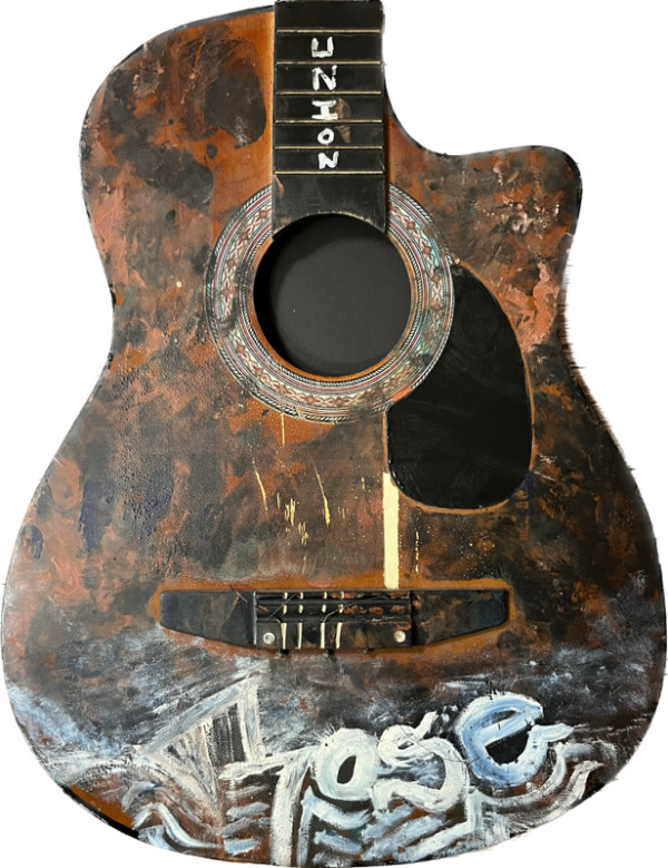 Painted Guitar Fragment by Brian Huntress